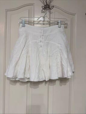 Like New 00 J. Crew White Linen Mini Skirt